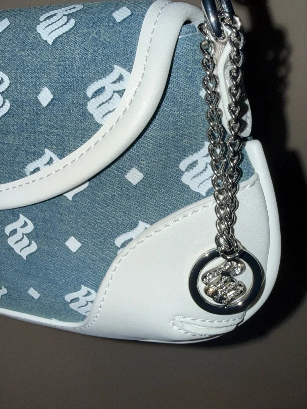 Rocawear white and blue logo shoulder bag /crossbody with Rocawear charm #throwb